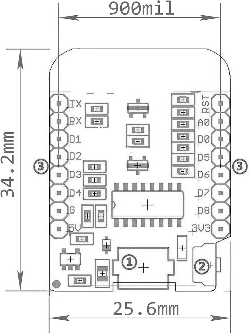 ACEIRMC 5pcs ESP8266 ESP-12 ESP-12F NodeMcu Mini D1 Module WeMos Lua 4M Bytes WLAN WiFi Internet Development Board Base on ESP8266 ESP-12F for Arduino,Compatible with WeMos D1 Mini - Image 3